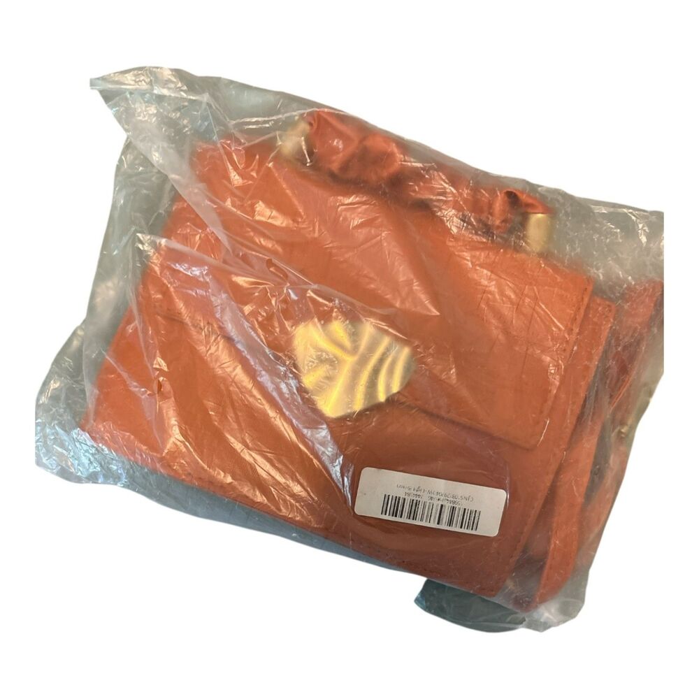 Burnt Orange Croc Embossed Crossbody Purse Gold Hardware Boutique Bag